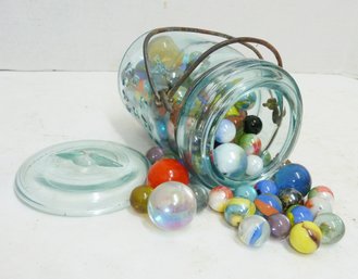 Vintage Canning Jar With Glass Marbles