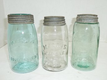 Antique MASON Jar LOT Zinc Tops 1858