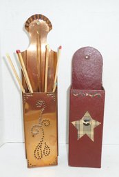 2 Hanging Match Boxes, Match Holders