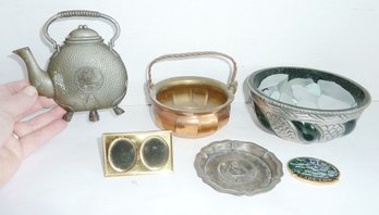 Metal LOT Assorted Items, Bowl Sea Glass