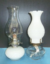 2 Oil Lamps, Hobnail Kerosene Lamps