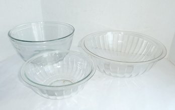 3 Clear Glass Mixing Bowls