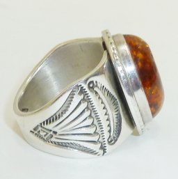 Navajo Sterling Amber Stone Ring