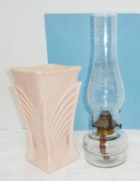 Vintage McCoy Vase, Kerosene Lamp