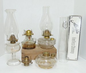 Antique Oil Lamp LOT  Chimney's, Aladdin