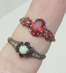 2 Vintage Rings, 1 Opal, 1 Red