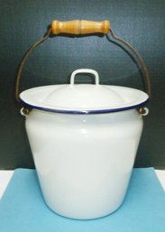 Vintage Enamelware Covered Pail