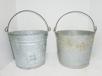 2 Galvanized Pails Bale Handles