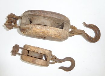 2 Vintage Wood Pulley Tools