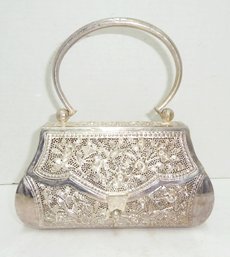 Fancy Silver Metal Purse