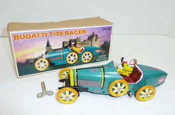 Tin Wind Up Toy Race Car In Box