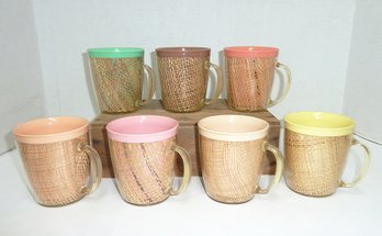 7 Vintage Rafia Mug Cups