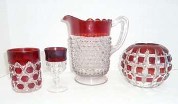 Antique Ruby, Ruby Block Glass LOT