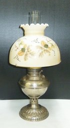 Antique Aladdin Metal Oil Lamp, Glass Shade