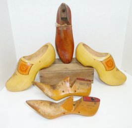 Vintage Wooden Shoe Molds, Dutch Clogs LOT