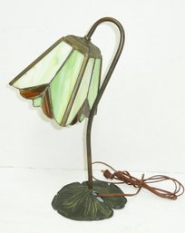 Vintage Slag Glass Metal Lamp