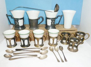 Vint. Soda Fountain Cups, Holders Etc