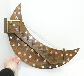 Vint. Wooden Moon & Star Staircase Shelf