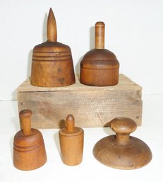 Antique Turned Wood Butter Stamps, Presses