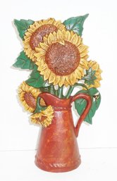 Vintage Cast Iron Doorstop, Sunflowers