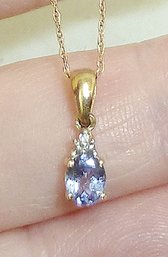 Tanzanite? Pendant & Chain Mkd 10K, Jewelry