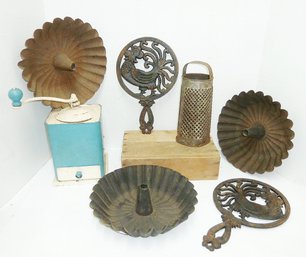 Vintage Kitchen LOT Metal Items, Coffee Grinder