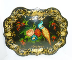 Vintage Tole Painted Gilt Serving Tray