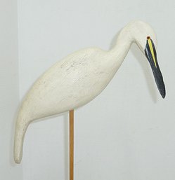 LARGE Wood Folk Art Style Snowy Egret