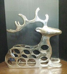 Stag Deer Wine Bottle Holder, Metal Stand