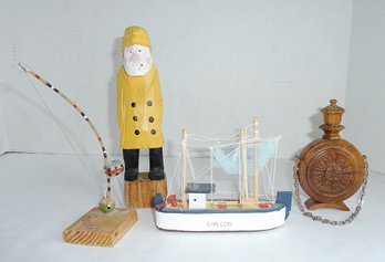 Decorative Wooden LOT, Boat, Fisherman