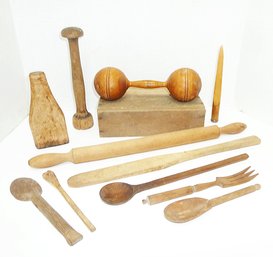 Vintage Woodenware, Dumb Bell, Utensils