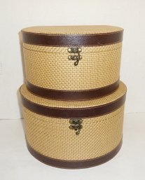 Woven  Covered Storage Boxes PAIR