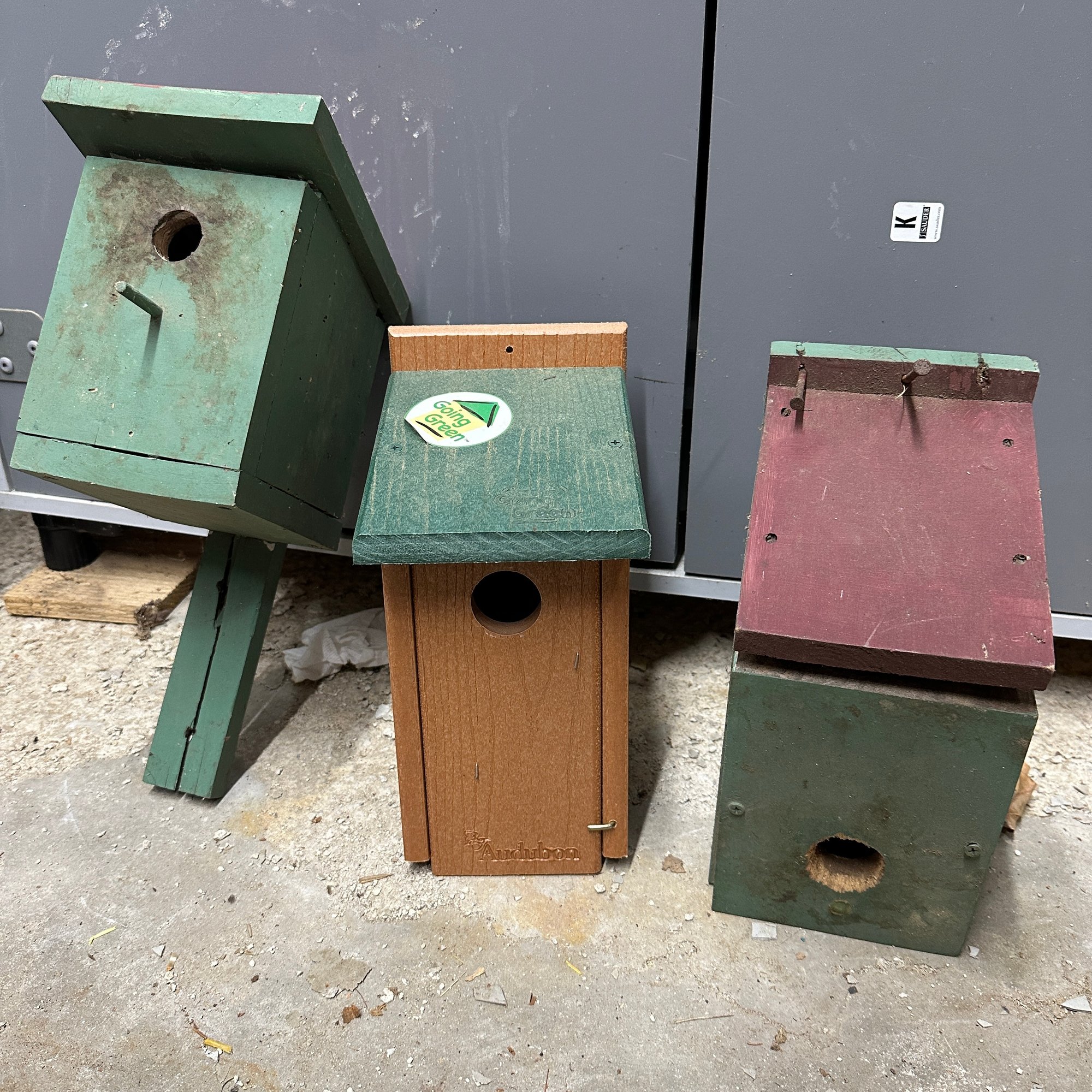Trio Of Bird Houses Handmade & By Audobon (Garage Side) 62123