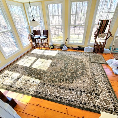 Large 9' X 12.5' Green Rug With Matching Entry Mat (porch)