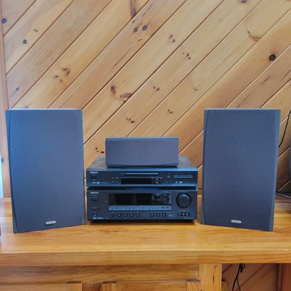Onkyo Reciever, CD And DVD Player With Cambridge Sound Works Speakers (LR)