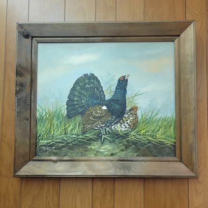 Wood Framed Pheasant Painting By Gane J. 29' X 25' (Bsmt)