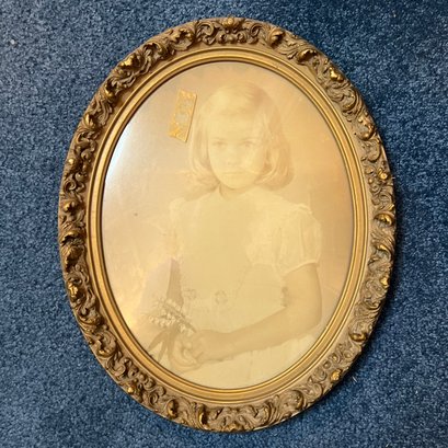 Vintage Portrait In Oval Wooden Frame (attic Closet)