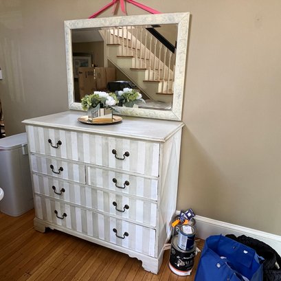 Painted Dresser With Fold Down Desk (see Photos!),  Wall Mirror And Faux Florals (entry)