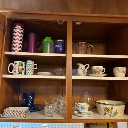 Cabinet Lot With Assorted Vintage & Modern Cups, Mugs, & More (Kitchen)