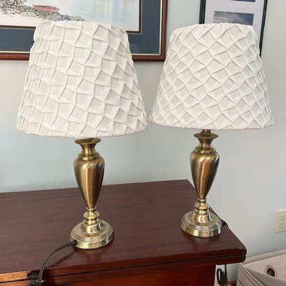 Pair Of Accent Lamps With Pleated Detail Shades (DR)