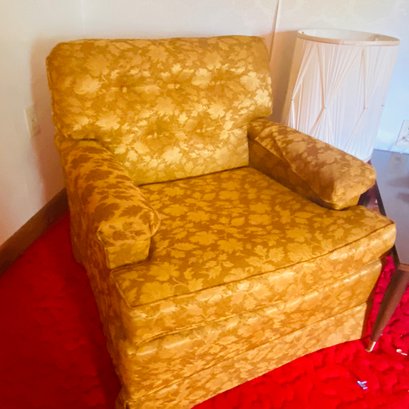 Vintage Johnson Carper Gold Leaf Patterned Armchair (LR)