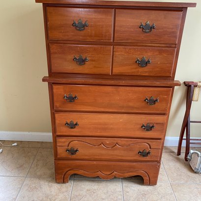 Vintage Mid Century, Maple 5 Drawer Chest Of Drawers (BSMT BR)