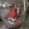 Glass Candle Holders And Hand Made Bird In Jar (LR)