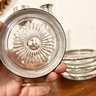 Vintage Weighted Silver Low Candlestick Holder, 4 Vintage Silverplate & Glass Coasters, & More (closet)