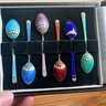 Vintage Harrod's London Cased Set Of Six Decorative Small Spoons (DR)
