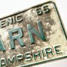 Vintage SCENIC BARN New Hampshire License Plate, 1965