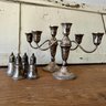 Pair Of Weighted Silver Candlesticks & Salt & Pepper Shakers (KG)