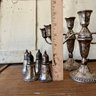 Pair Of Weighted Silver Candlesticks & Salt & Pepper Shakers (KG)