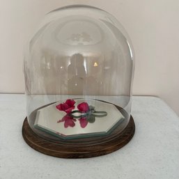Magnificent Cloche With Long Stem Capodimonte Rose (Living Rm)