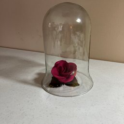 Cloche With Delicate Kaiser Porcelain Rose (Living Rm)